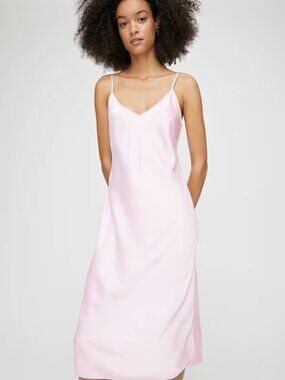 Aritzia Wilfred Only Slip Satin Midi Dress Magnolia Light Pink Size Large